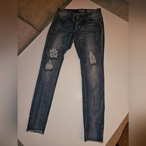 Indigo Rein Dark Blue Ripped Skinny Jeans